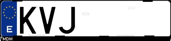 Matrícula española KVJ, correspondiente al año 2019