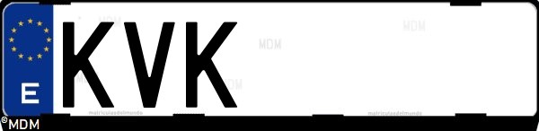 Matrícula española KVK, correspondiente al año 2019