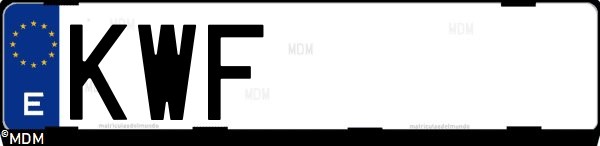 Matrícula española KWF, correspondiente al año 2019
