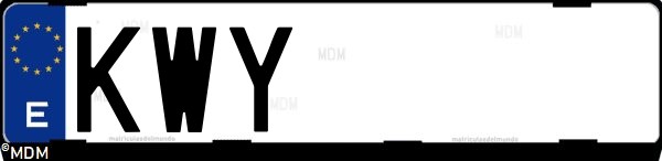 Matrícula española KWY, correspondiente al año 2019