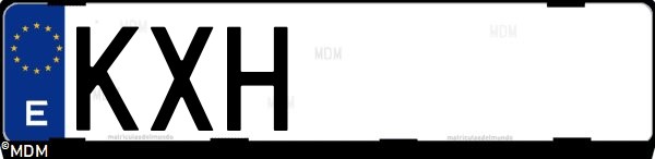 Matrícula española KXH, correspondiente al año 2019