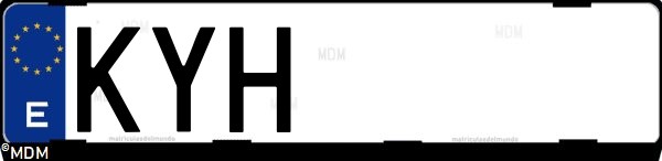 Matrícula española KYH, correspondiente al año 2019