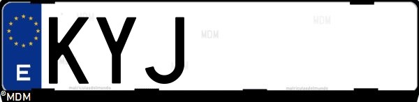 Matrícula española KYJ, correspondiente al año 2019