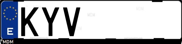 Matrícula española KYV, correspondiente al año 2019