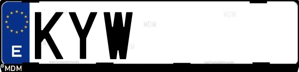 Matrícula española KYW, correspondiente al año 2019
