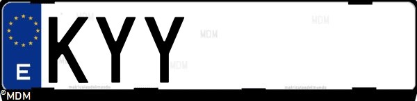 Matrícula española KYY, correspondiente al año 2019