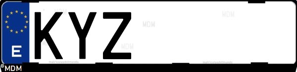 Matrícula española KYZ, correspondiente al año 2019