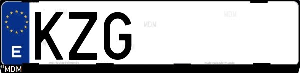 Matrícula española KZG, correspondiente al año 2019