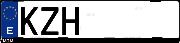 Matrícula española KZH, correspondiente al año 2019