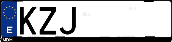 Matrícula española KZJ, correspondiente al año 2019
