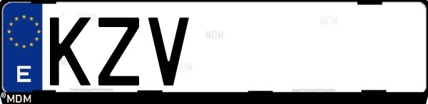 Matrícula española KZV, correspondiente al año 2019