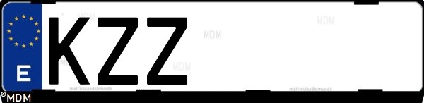Matrícula española KZZ, correspondiente al año 2019