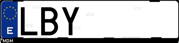 Matrícula española LBY, correspondiente al año 2019