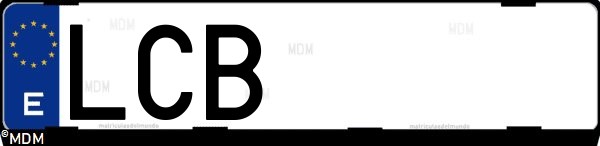 Matrícula española LCB, correspondiente al año 2019