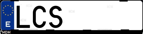 Matrícula española LCS, correspondiente al año 2019