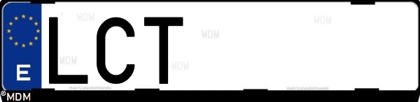 Matrícula española LCT, correspondiente al año 2019