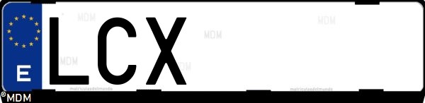 Matrícula española LCX, correspondiente al año 2019