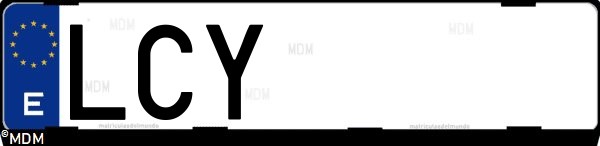 Matrícula española LCY, correspondiente al año 2019