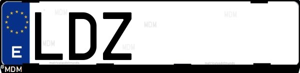 Matrícula española LDZ, correspondiente al año 2020