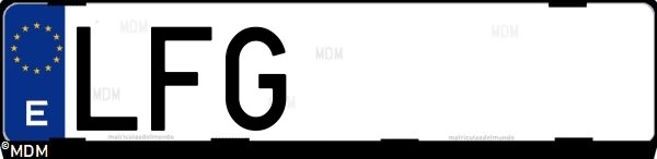 Matrícula española LFG, correspondiente al año 2020