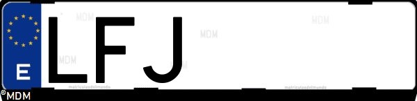 Matrícula española LFJ, correspondiente al año 2020