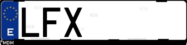 Matrícula española LFX, correspondiente al año 2020