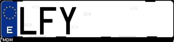 Matrícula española LFY, correspondiente al año 2020
