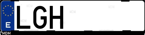 Matrícula española LGH, correspondiente al año 2020