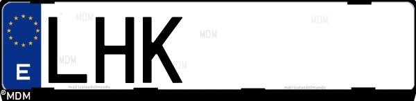 Matrícula española LHK, correspondiente al año 2020