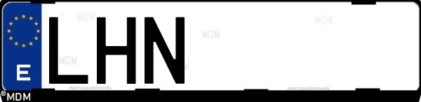 Matrícula española LHN, correspondiente al año 2020
