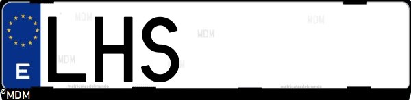 Matrícula española LHS, correspondiente al año 2020