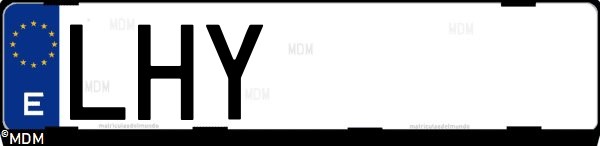 Matrícula española LHY, correspondiente al año 2020