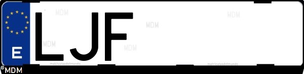 Matrícula española LJF, correspondiente al año 2020