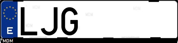 Matrícula española LJG, correspondiente al año 2020