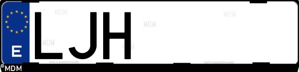 Matrícula española LJH, correspondiente al año 2020