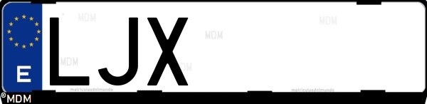 Matrícula española LJX, correspondiente al año 2020