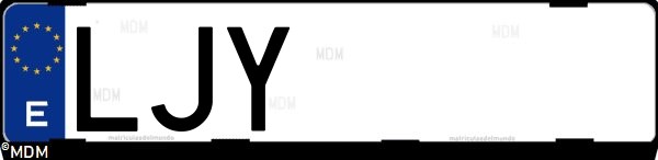 Matrícula española LJY, correspondiente al año 2020