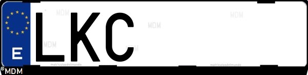 Matrícula española LKC, correspondiente al año 2020