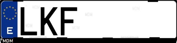 Matrícula española LKF, correspondiente al año 2020