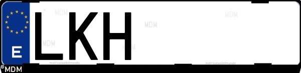 Matrícula española LKH, correspondiente al año 2020