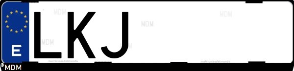 Matrícula española LKJ, correspondiente al año 2020