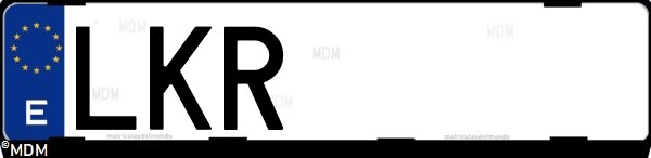 Matrícula española LKR, correspondiente al año 2020