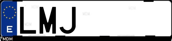 Matrícula española LMJ, correspondiente al año 2021