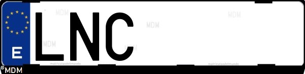 Matrícula española LNC, correspondiente al año 2021