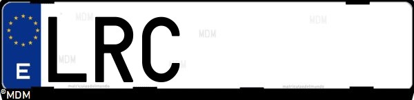 Matrícula española LRC, correspondiente al año 2021