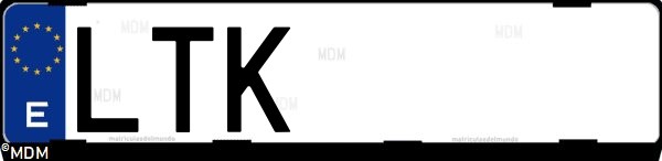 Matrícula española LTK, correspondiente al año 2021