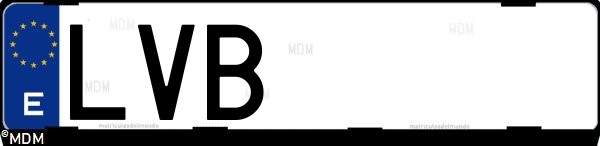 Matrícula española LVB, correspondiente al año 2021
