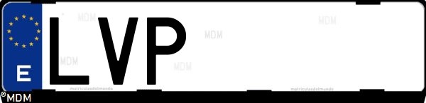 Matrícula española LVP, correspondiente al año 2021