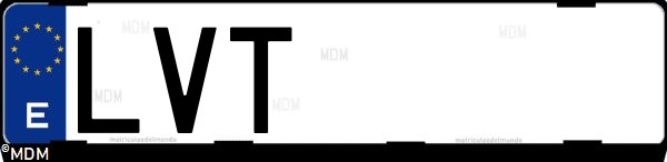 Matrícula española LVT, correspondiente al año 2021