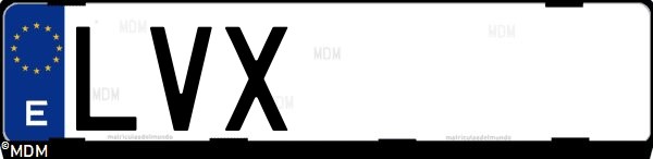 Matrícula española LVX, correspondiente al año 2022